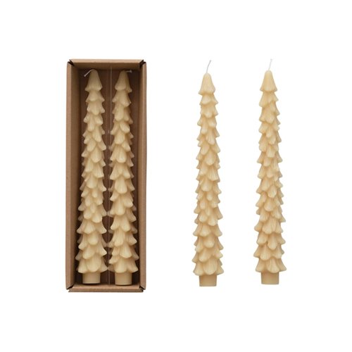 Creative-Co-Op's-Eggnog-Beige-Unscented-Tree-Shaped-Taper-Candles.