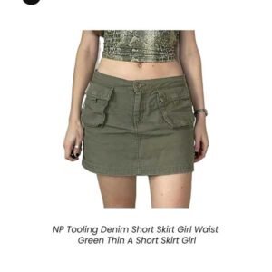 Waist-Green-Thin-A-Short-Skirt-Girl